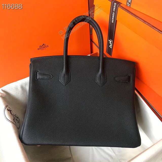 Hermes女包 愛馬仕Birkin Hermes鉑金包 togo小牛皮 黑色 金銀扣 Hermes手提女包  am1833